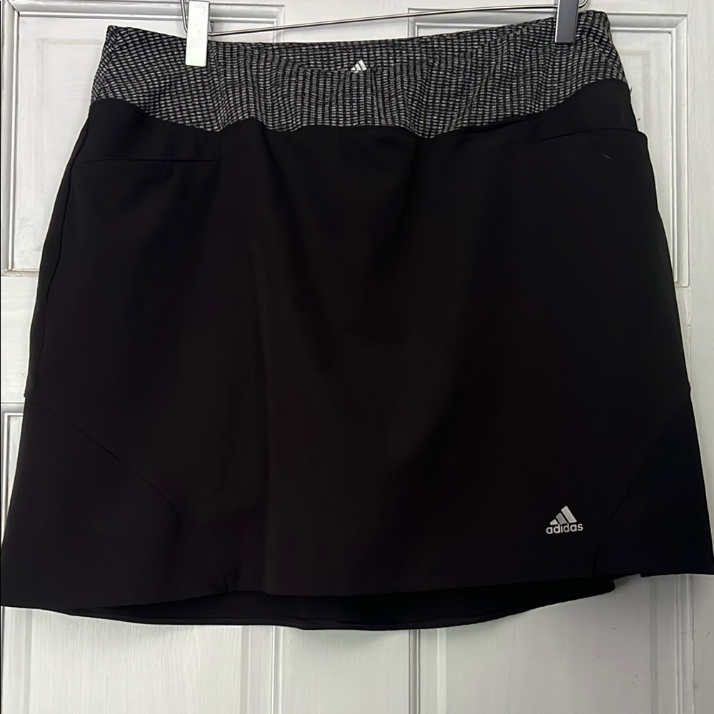 Adidas Black Golf Skort with Attached Shorts & Textured Gray Waist